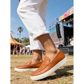 Men's Sporty Casual Daily Music Festival PU Leather Comfortable Breathable Slip-on Black White Blue Summer Spring Fall