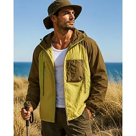 Homme Coupe-Vent Veste de randonnée Veste de protection UV Extérieur Imperméable Séchage Rapide Respirant Tenues de randonnée Vêtements de randonnée Été Printe thumbnail 3