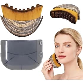 Lymphatic Contour Face Brush, Curved Foundation Brush for Jawline Contouring, Face Lifting  Sculpting Makeup Brush, Reduces Puffiness  Double Chin, Professiona