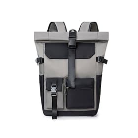 Large Capacity Grey College Backpack for Students - Multi-pocket University School Bag fits 15.6 inch Laptop - Water-resistant Trendy Rucksack