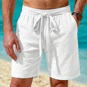 Men's Shorts Summer Shorts Beach Shorts Baggy Shorts Drawstring Elastic Waist Straight Leg Plain Comfort Breathable Short Casual Daily Outdoor Classic Style Re