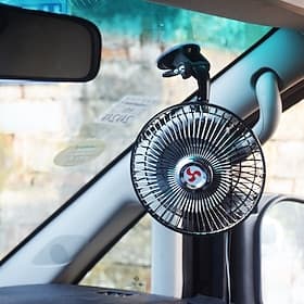 Ventilateur de voiture 12 V/24 V avec ventouse puissante, ventilateur de refroidissement rotatif à 360° pour tableau de bord et pare-brise, circulateur d'air p
