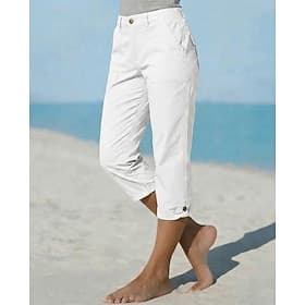 Femmes Pantalons Cargo ancien Simple Décontracté Quotidien Capris Taille moyenne Uni Confort Non Elastique Vacances Formel Vert pomme Carmin Gris clair Gris fo
