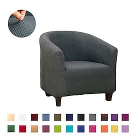 Solid Jacquard Club Chair Slipcover, Stretch Tub Chair Cover with Elastic Bottom, Armchair Furniture Protector for Living Room