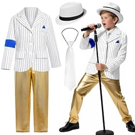 Star de la pop des années 80 Chanteur Tenues Costume élégant Icônes de la musique et de la scène Cosplay for Garçons Enfant Halloween Carnaval Semaine du livre thumbnail 3
