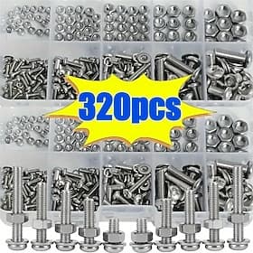 Kit de 320 pièces comprenant vis et écrous hexagonaux, assortiment de visserie métrique M2-M5. rondelles, kit de réparation de fixations universelles pour proj