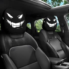 Lot de 2 ou 4 housses d'appuie-tête de voiture à motif sourire effrayant, protections d'appuie-tête avec visage terrifiant pour SUV, berline et camion, accesso