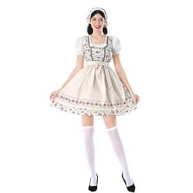 Oktoberfest Robe Dirndl Ensemble Dirndl Mini longueur Femme de ménage Bavarois Allemand Munich Prairies Femmes Carnaval Fête de la Bière Tissu de style traditi