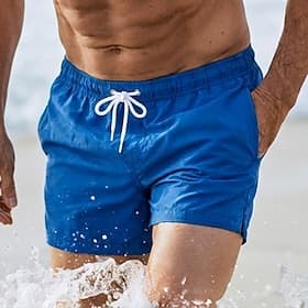 Men's Swim Trunks Swim Shorts Board Shorts Drawstring with Mesh lining Plain Solid Colored Quick Dry Above Knee Casual Beach Holiday Hawaiian Casual / Sporty B