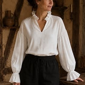 Rétro Vintage Médiéval Renaissance Blouse / Chemise Manches longues Pirate Paysan Ample Col en V Déguisement Femmes Halloween Décontracté Quotidien Foire de la