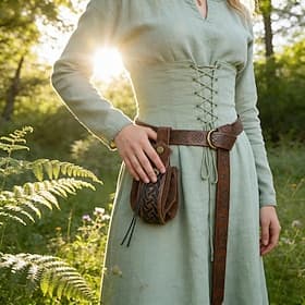 Set Rétro Vintage Médiéval Renaissance Ceinture Taille Sac Banane avec accessoires Viking Déguisement Femmes Viking Halloween Carnaval Foire de la Renaissance