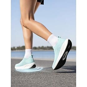 Women's Blue Slip-On Running Shoes – Lightweight Breathable Knit Sneakers with Shock Absorbing Midsole, Non-Slip Outsole and All-Day Comfort for Walking, Trave