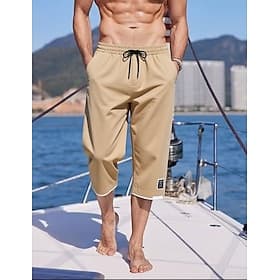 Homme taille confortable Shorts Shorts d'été Shorts de plage Short décontracté Cordon de serrage Avec Poches Taille Élastique Uni Confort Respirant Longueur mo