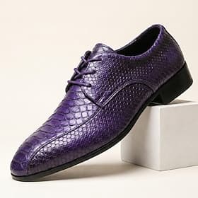 Men's Classic Wedding PU Leather Comfortable Lace-up Dark Purple Summer Spring Fall thumbnail 2