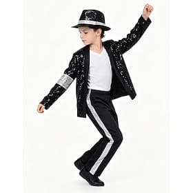 Star de la pop des années 80 Chanteur Tenues Costume élégant Icônes de la musique et de la scène Cosplay for Garçons Enfant Halloween Carnaval Semaine du livre