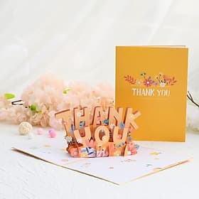 Thank You Pop Up Card, 3D Floral Appreciation Greeting Card for Teachers, Nurses, Coworkers, Friends, Handmade Flower Pop-up Cards for Graduation, Wedding, Vol