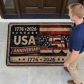 Paillasson commémoratif du 250e anniversaire des États-Unis (1776-2026), 80 x 50 cm, tapis de bienvenue patriotique célébrant les 250 ans de l'Amérique, tapis