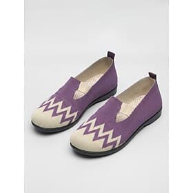 Women's Purple Wide Toe Box Mary Jane Shoes – Breathable Lightweight Comfort Flats with Stretch Knit Upper, Flexible Sole and Wide Fit for Casual Walking, Trav