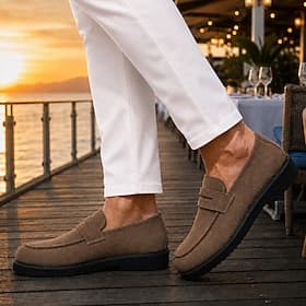 Men's Casual Daily Suede Comfortable Slip Resistant Durable Slip-on Brown Gray Summer Spring Fall
