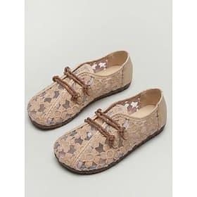 Ballerines kaki pour femme, coupe large, en dentelle florale et résille – ballerines brodées respirantes à enfiler, avec semelle légère et flexible, idéales po
