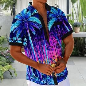 Homme Cocotier Plantes Tropicales Chemise hawaïenne Chemises tropicales Chemise Aloha Manche Courte Hawaïen Fête Vacances à la Plage Été Col Rabattu Impression thumbnail 2