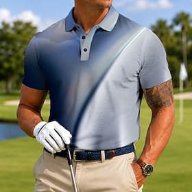 Homme Géométrique Golf Polos de Sport Manche Courte Polos Chemises à Col Occasionnel Athleisure Impression 3D Boutons Printemps  Été Bleu Violet