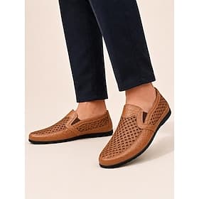 Herren Loafer  Slip On Handgefertigte Schuhe Wanderschuhe Brautkleider schlicht Outdoor Sportlich Gitter Leder Atmungsaktiv Handgemacht Schwarz Blau Braun Somm