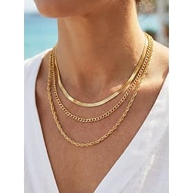 Women's Gold Silver Layered Necklace Set, 3 Piece Alloy Chain Necklace Set for Summer Vacation, Casual Daily Wear and Elegant Layering Jewelry