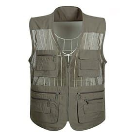 Homme Gilet de pêche Veste Randonnée Gilet multifonctionnel Été Printemps Extérieur Séchage Rapide Multi-poches Résistance à l'Usure Respirant Veste Travail Ch