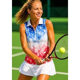 250e anniversaire de l'Amérique Femmes Drapeau national Hauts T-shirt de sport T-shirt POLO Chemise de tennis Sans manches Fermeture éclair Floral UPF50 Résist thumbnail 8