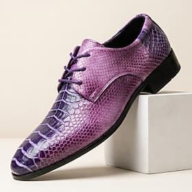 Men's Classic Wedding PU Leather Comfortable Lace-up Dark Purple Summer Spring Fall