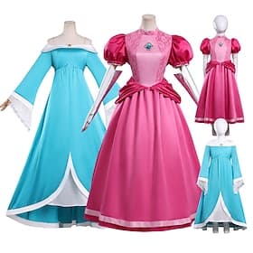 Jeu vidéo de plombier Princesse Galaxie Princesse Étoile Princesse des Étoiles Robe Costume élégant Rétro Vintage Années 1980 for Femmes Adulte Halloween Carna