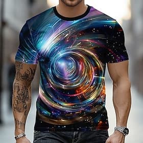 Men's Geometric Waves Abstract T Shirt Short Sleeve T shirt 3D Print Crew Neck Shirt Fashion Casual Daily Street Blue Purple Summer Spring Clothing Apparel S M