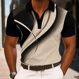Homme Géométrique Ligne Polo Manche Courte Polos Chemises à Col Vêtement décontracté de travaile Athleisure Impression 3D Boutons Maille Respirante Été Printem thumbnail 2