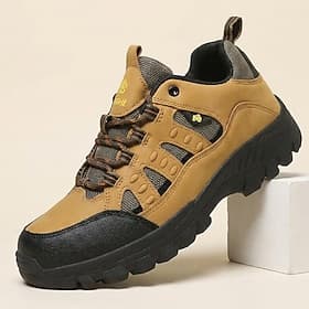Men's Casual Daily Outdoor PU Leather Canvas Comfortable Slip Resistant Flexible Lace-up Yellow-Brown Black Army Green Summer Spring All Seasons