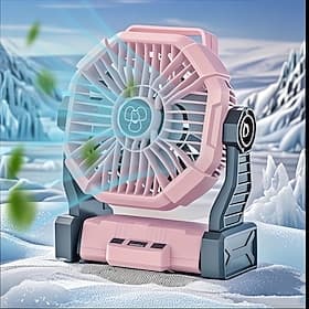 Ventilateur de camping portable avec crochet de suspension, ventilateur rechargeable à piles pour tente, batterie externe pour recharger votre téléphone, venti