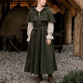 Rétro Vintage Médiéval Renaissance Sweats à capuche Robe Sans manches Sorcière Ranger Déguisement Femmes Fantaisie Halloween Carnaval Mascarade Foire de la Ren