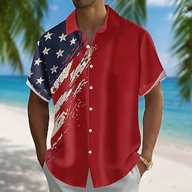 4 juillet 2026, 250e anniversaire Homme Drapeau Américain Chemise Chemise d'été Chemise Boutonnée Manche Courte Patriotique Extérieur Festival Été Printemps Co thumbnail 2