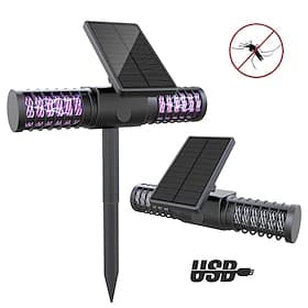 Destructeur d'insectes solaire étanche pour l'extérieur, alimenté par l'énergie solaire, avec lampe LED anti-moustiques et anti-insectes et panneau solaire rég