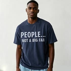 Men's People Not A Big Fan Funny 100 Cotton Acid Wash Heavyweight T-shirt Short Sleeve T shirt DTG Crew Neck Shirt Fashion Daily Holiday Spring Summer Clothing