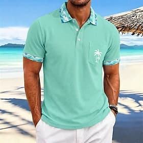 Homme Chemise de golf Polo Piqué Occasionnel Affaires Col Polo Côtelé Manche Courte Mode Basique Couleur Unie Plaid Boutons Logo Été Printemps Printemps  Autom thumbnail 2