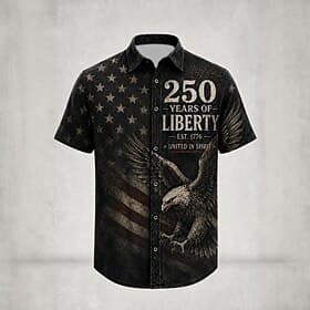 4 juillet 2026, 250e anniversaire Homme Aigle Drapeau Américain Chemise Chemise d'été Chemise Boutonnée Manche Courte Patriotique Extérieur Festival Été Printe thumbnail 4