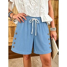 Femmes Jeans Denim Chinos Shorts Mode Longueur mollet Taille haute Classique Confort Élastique Vacances Formel Bleu Noir Vert Kaki Été Printemps Coupe régulièr thumbnail 3
