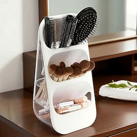 Boîte de rangement cosmétique de bureau, organiseur de pinceaux de maquillage, étagère de rangement de grande capacité pour comptoir, convient aux coiffeuses,