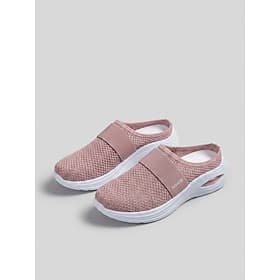 Women's Breathable Knit Mule Walking Shoes with Air Cushion Sole – Lightweight Comfort Backless Shoes Featuring Shock Absorption and All-Day Support for Travel