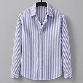 Men Shirt Casual Shirt Seersucker Shirt Button Up Shirt White Black Pink Purple Orange Long Sleeve Plain Vertical Stripes Shirt Collar Casual Daily Clothing Ap