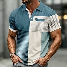 Homme Géométrique Ligne Polo Manche Courte Polos Chemises à Col Vêtement décontracté de travaile Extérieur Athleisure Tenue quotidienne Impression 3D Boutons M thumbnail 2