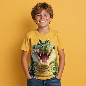 Garçons 3D Animal T-shirt 3D Manche Courte Impression 3D Été Printemps Exagéré Designer Enfants 4-12 ans Soirée Coupe régulière