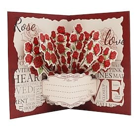 Lot de 10 cartes pop-up 3D roses rouges, bouquet de fleurs, pour elle, épouse, maman - cadeau unique fait main pour la Saint-Valentin, un anniversaire, la fête