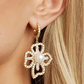 Perle Boucles d'oreilles Géométrique Fleur Des boucles d'oreilles Bijoux Doré Pour Quotidien